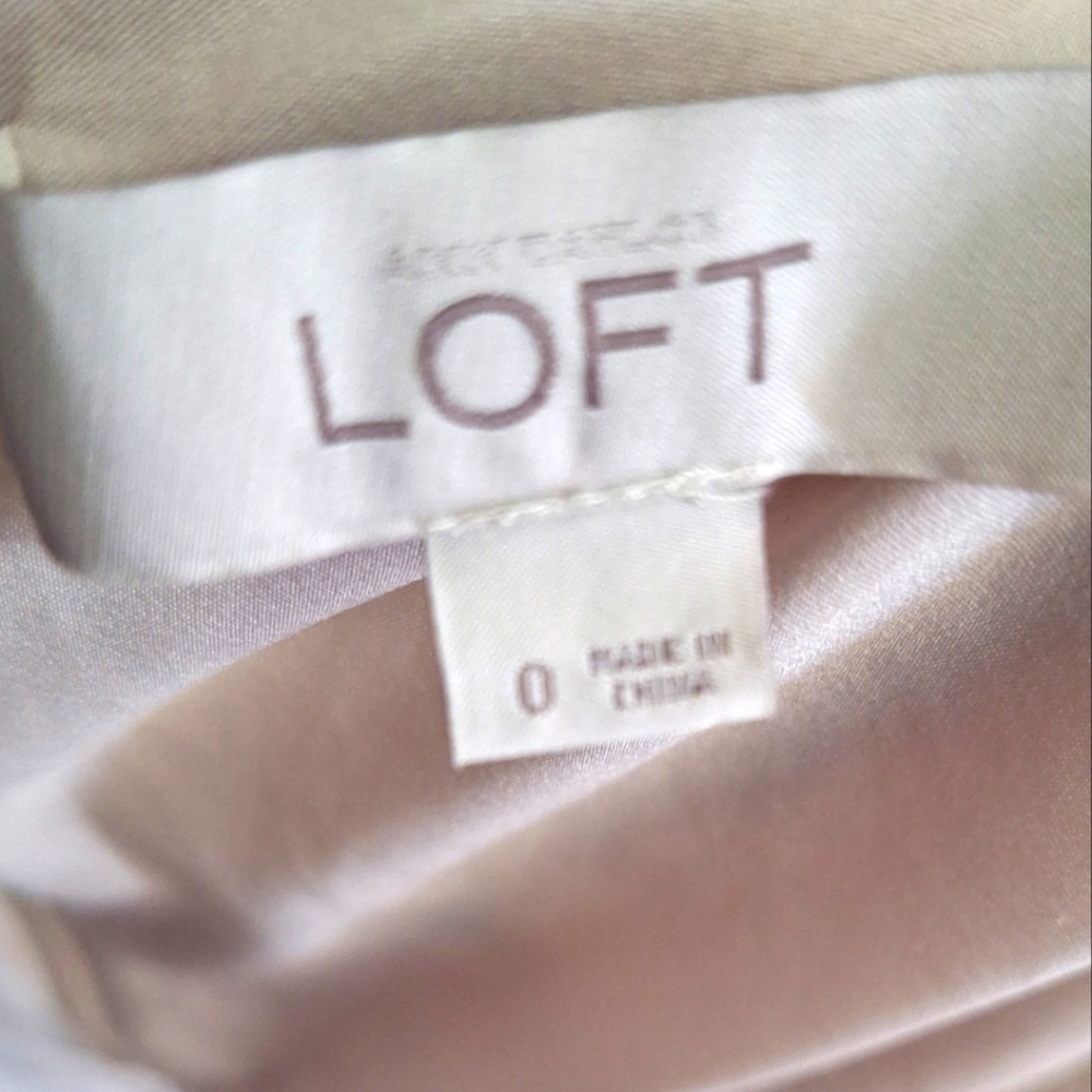 LOFT Flutter Sleeve Cream Pink Print Women's Dress Size 0 - Picture 14 of 14